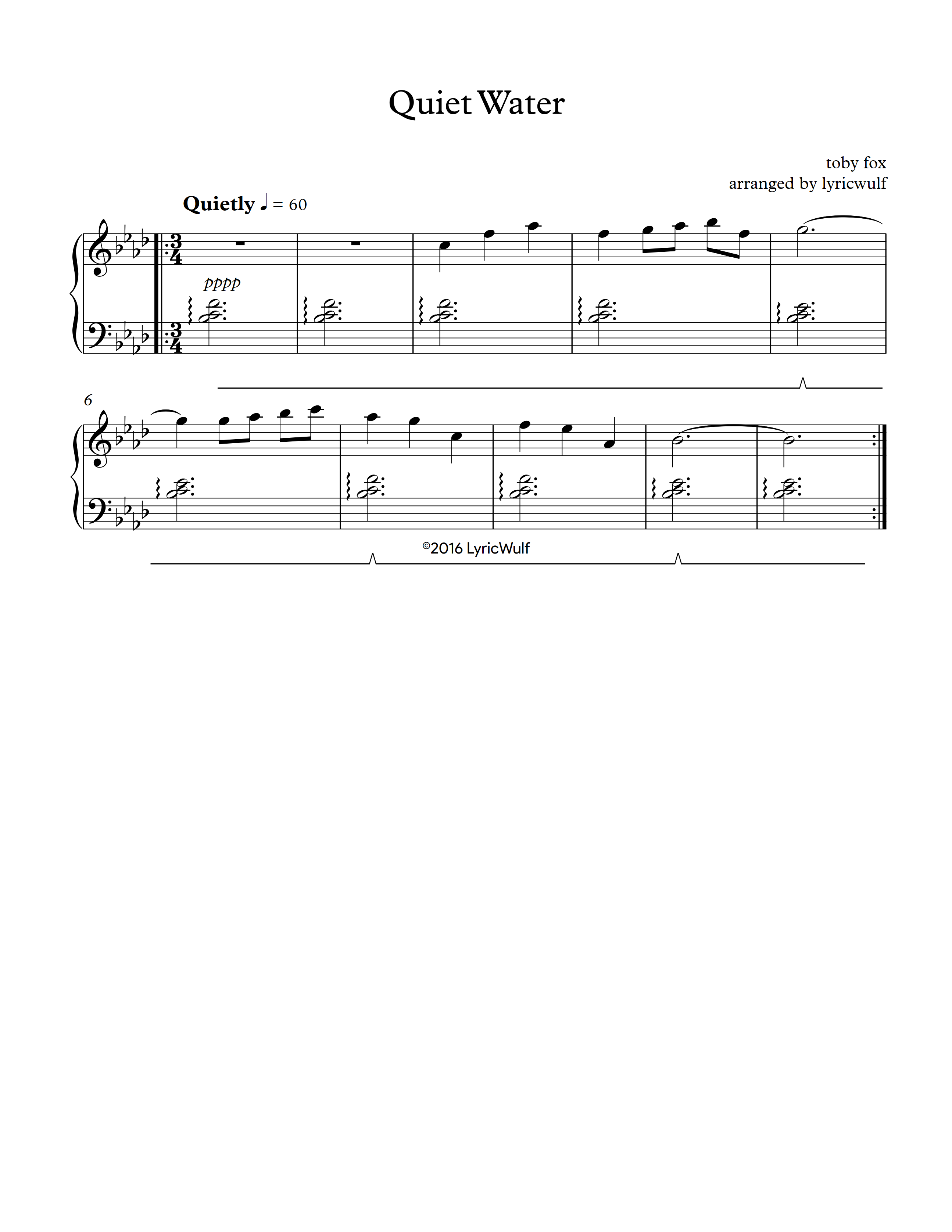 Quiet Water Undertale sheet music Sheethost