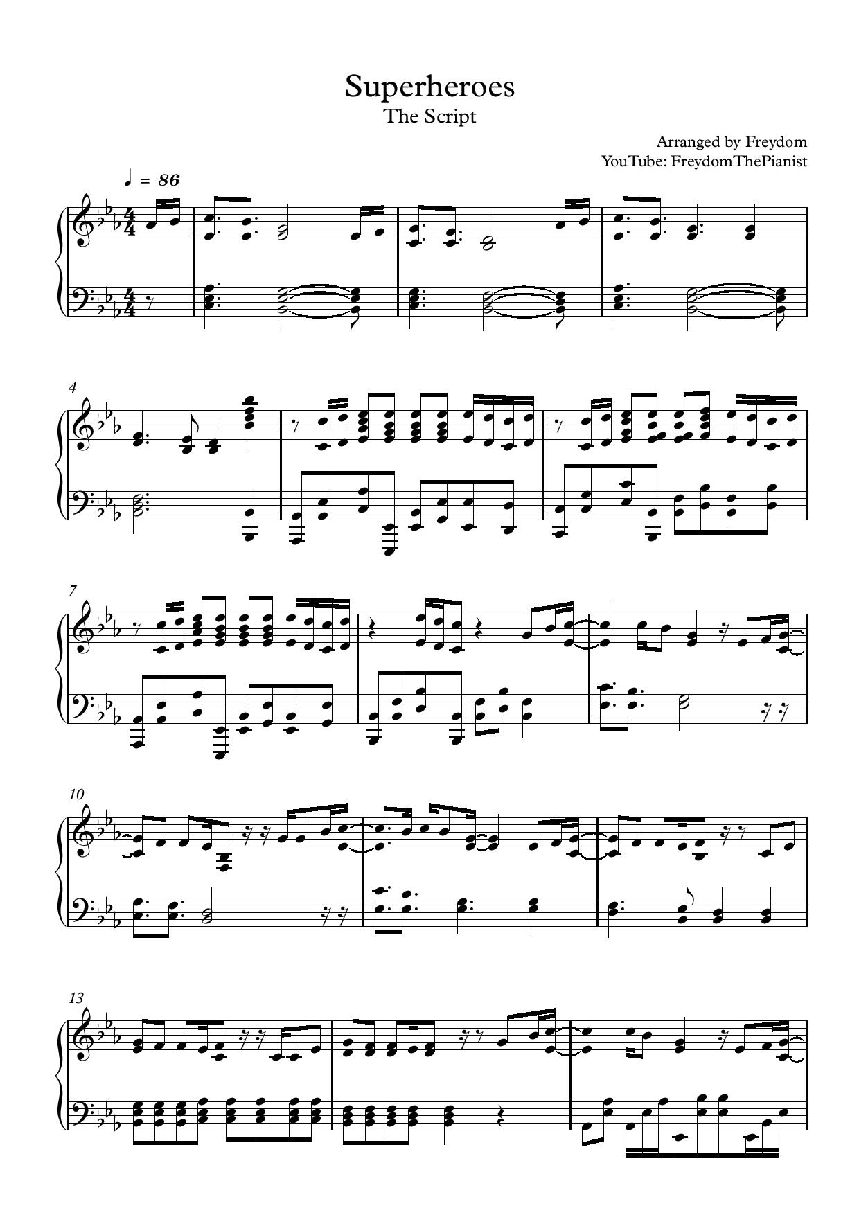 Superheroes – The Script sheet music | Sheethost
